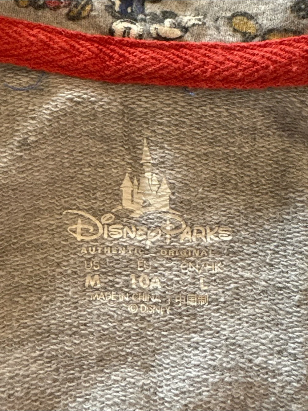 Disney Parks Mickey Mouse Zip Up Hoodie Boys Youth Medium M 7 8 Grey Blue Raglan